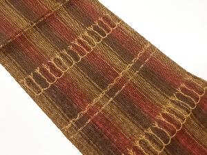 紗紬縞に抽象模様織出し名古屋帯